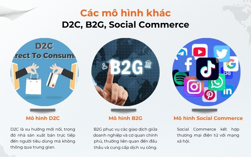Một số mô hình khác như D2C, B2G, Social Commerce