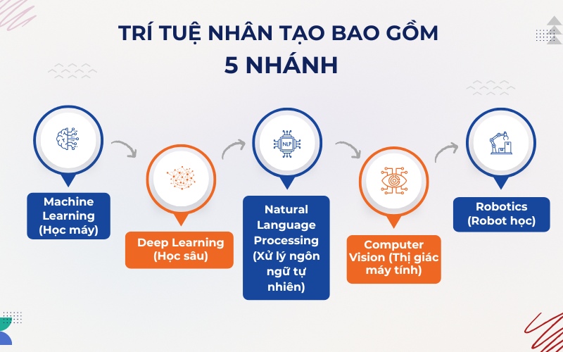 Trí tuệ nhân tạo bao gồm 5 nhánh