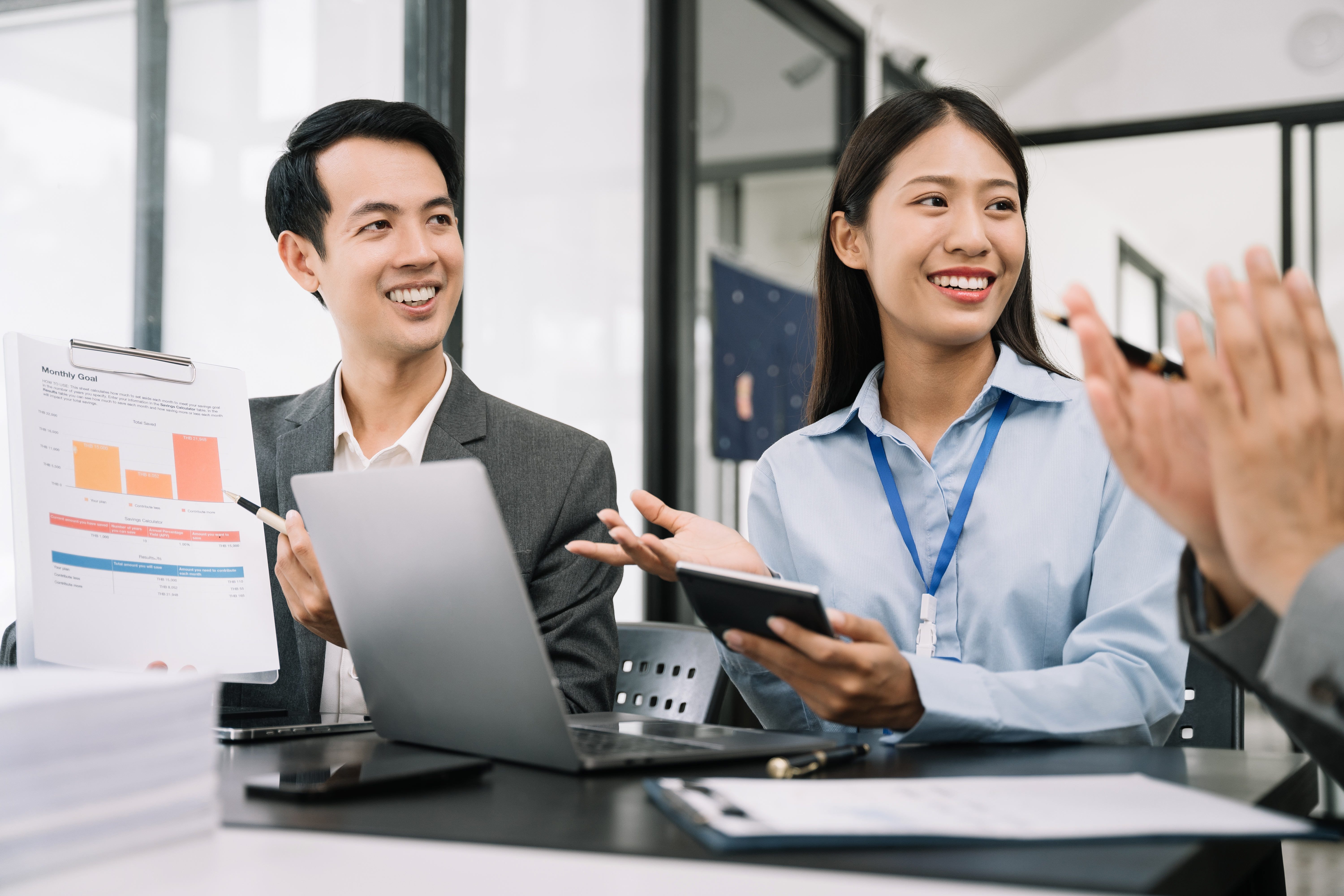 Asian business people working as a good team in the office. Succ