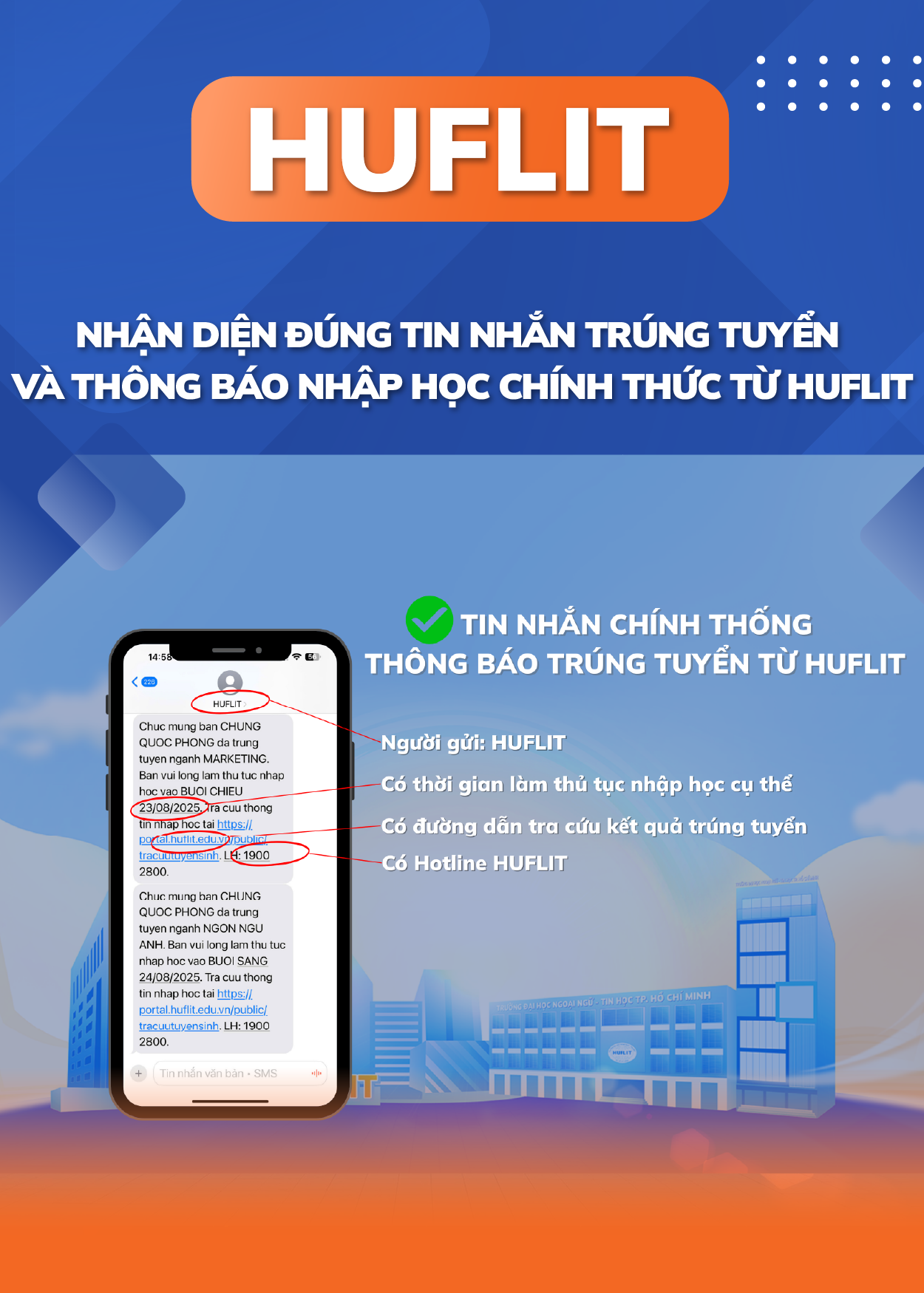 lưu ý nhận diện tin nhắn HUFLIT-01