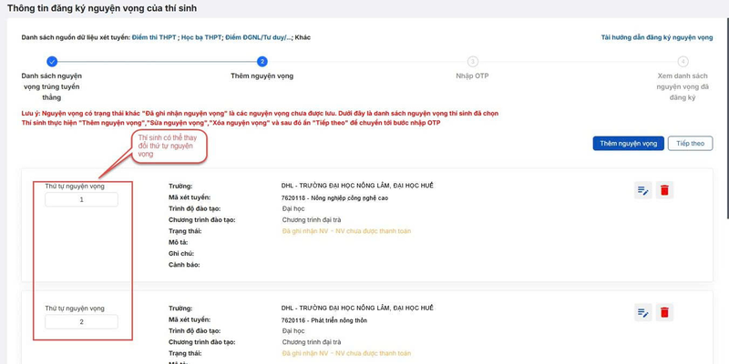 Bạn nên sắp xếp nguyện vọng theo thứ tự giảm dần độ cạnh tranh