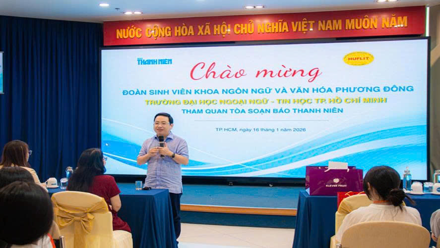 Nhà báo Nguyễn Trọng Phước – Giám đốc trung tâm phát triển nội dung số báo Thanh Niên phát biểu chào mừng