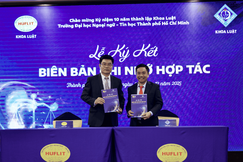 Lễ ký kết biên bản ghi nhớ của HUFLIT với Khoa Luật Đại học Cần Thơ