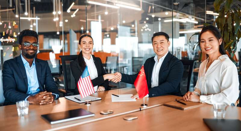 Diplomatic negotiations between countries in the office