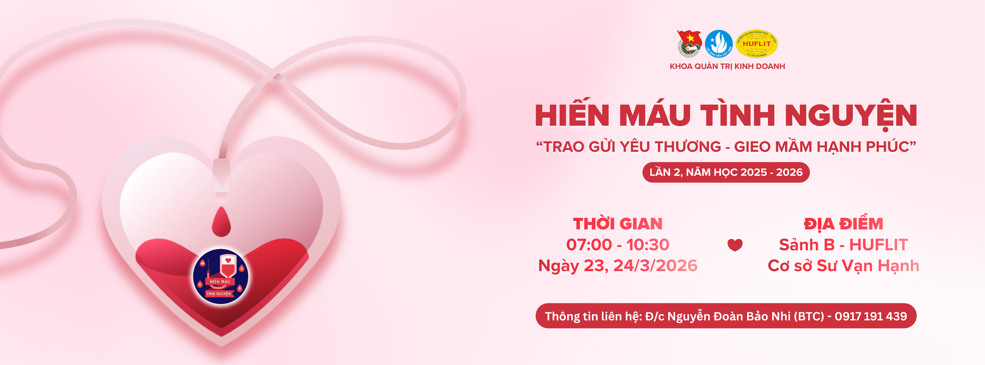 Hiến máu tình nguyện HUFLIT năm học 2025 - 2026: Hành trình lan tỏa yêu thương, gieo mầm hạnh phúc